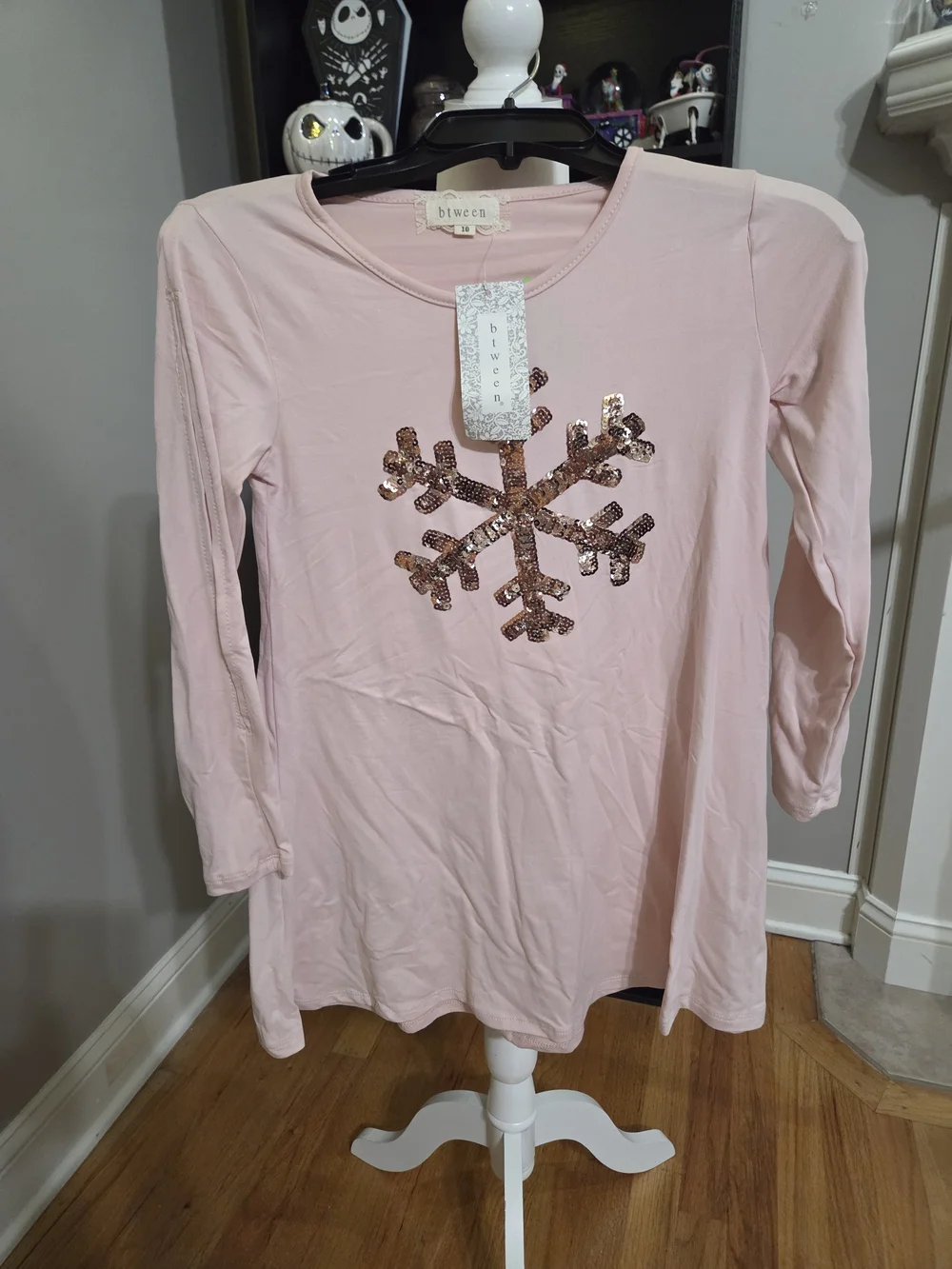 btween Pink Sequin Snowflake Nightgown